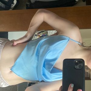 Cute blue crop top blouse